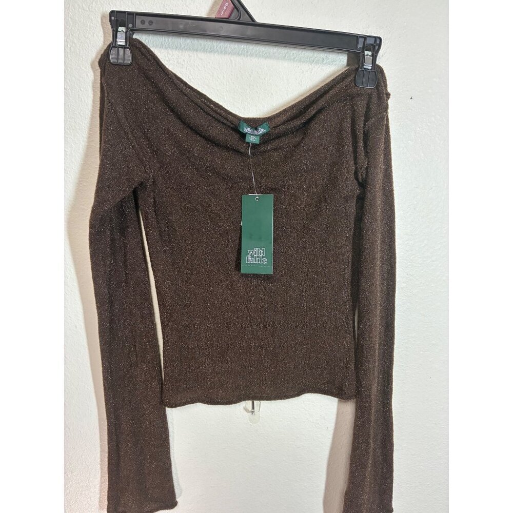 NWT Wild Fable Blouse Knit Sparkle Lightweight Business Casual Long Sleeve XXS